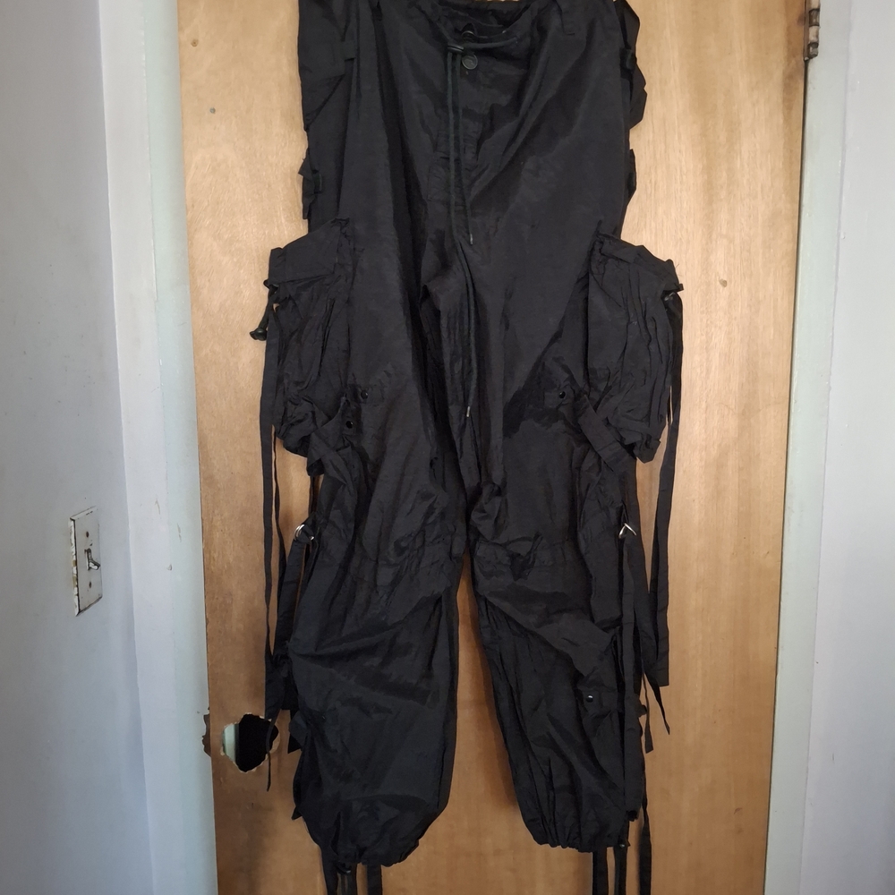 ILLIG Rave Goth Y2K Black Cargo Pants for Men